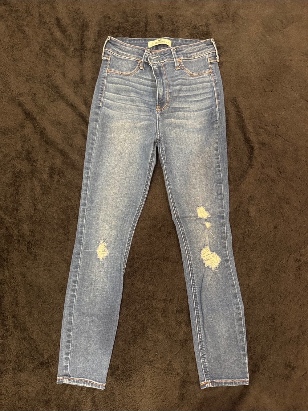 Hollister Light Blue Distressed High-Rise Skinny Jeans